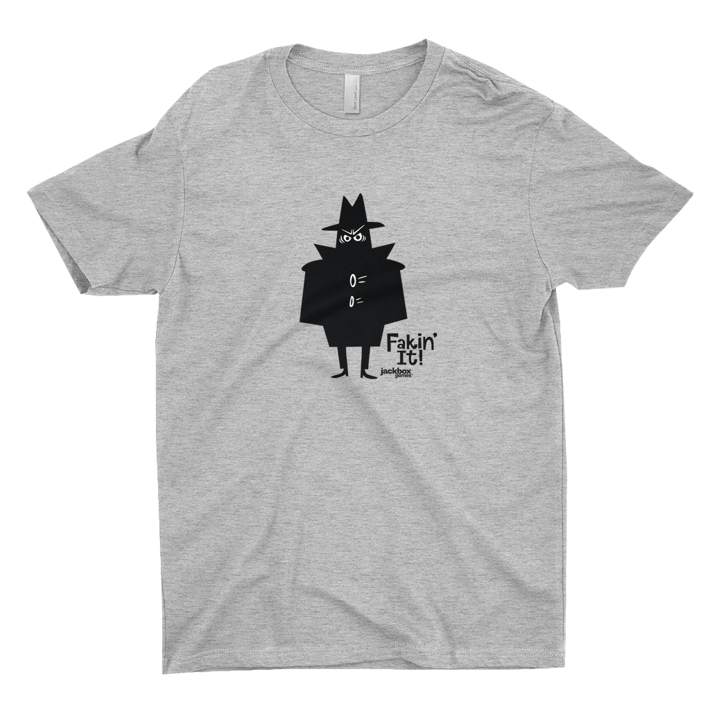 Heather grey t-shirt with black Faker character in the center